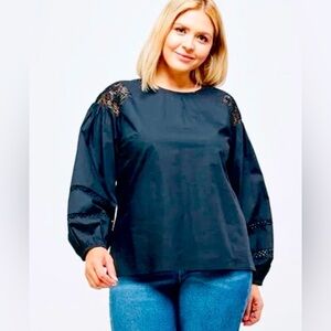 LOFT long sleeve blouse with lace detail NWT